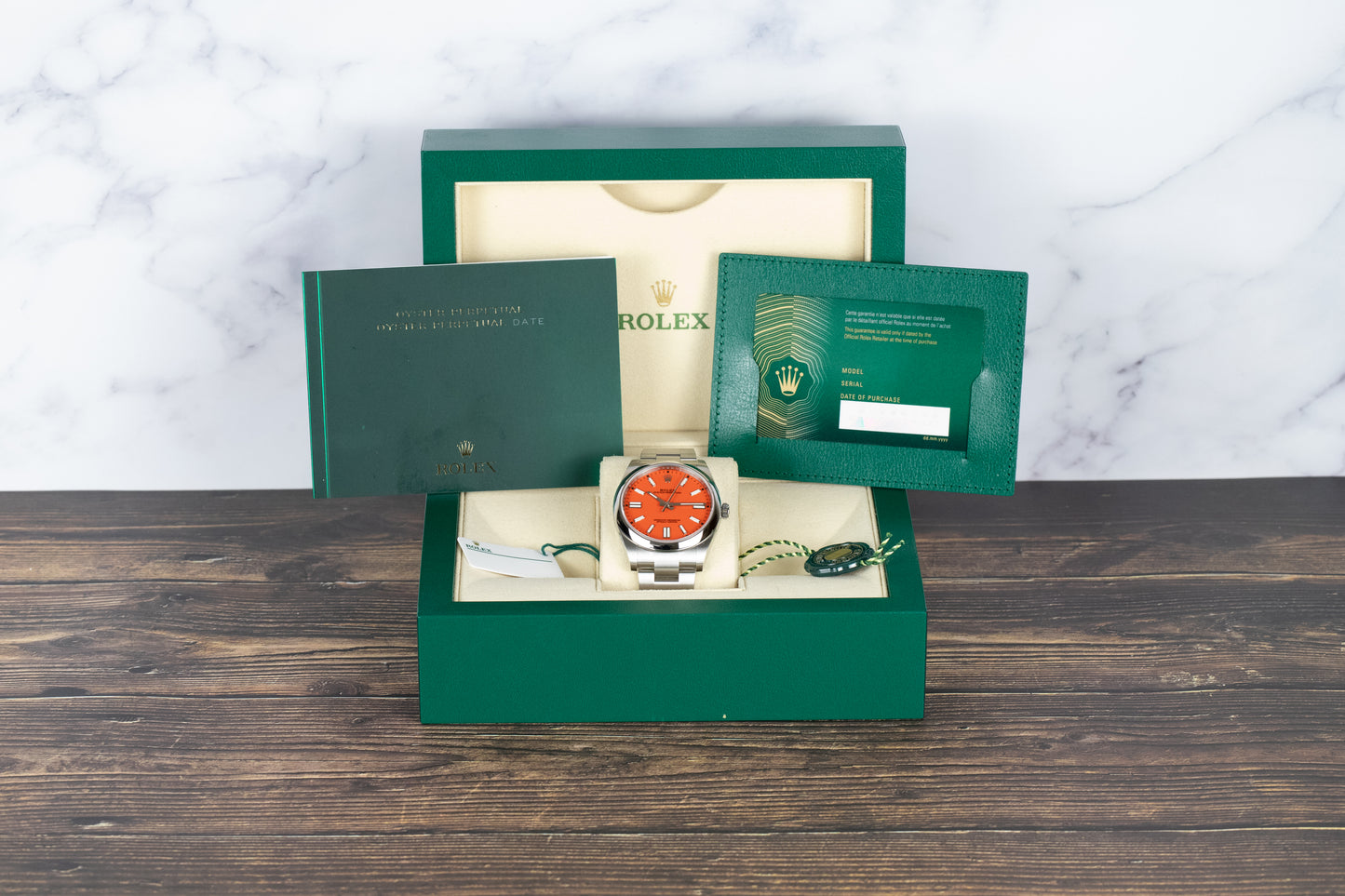 Rolex 124300 Oyster Perpetual 41mm Coral Red Dial