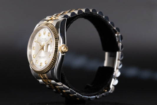 Rolex 116233 Datejust 36 SS/18k Silver Diamond Dial