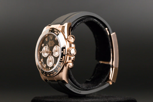 Rolex 126515 Daytona Oysterflex Rose Gold Black Diamond Dial