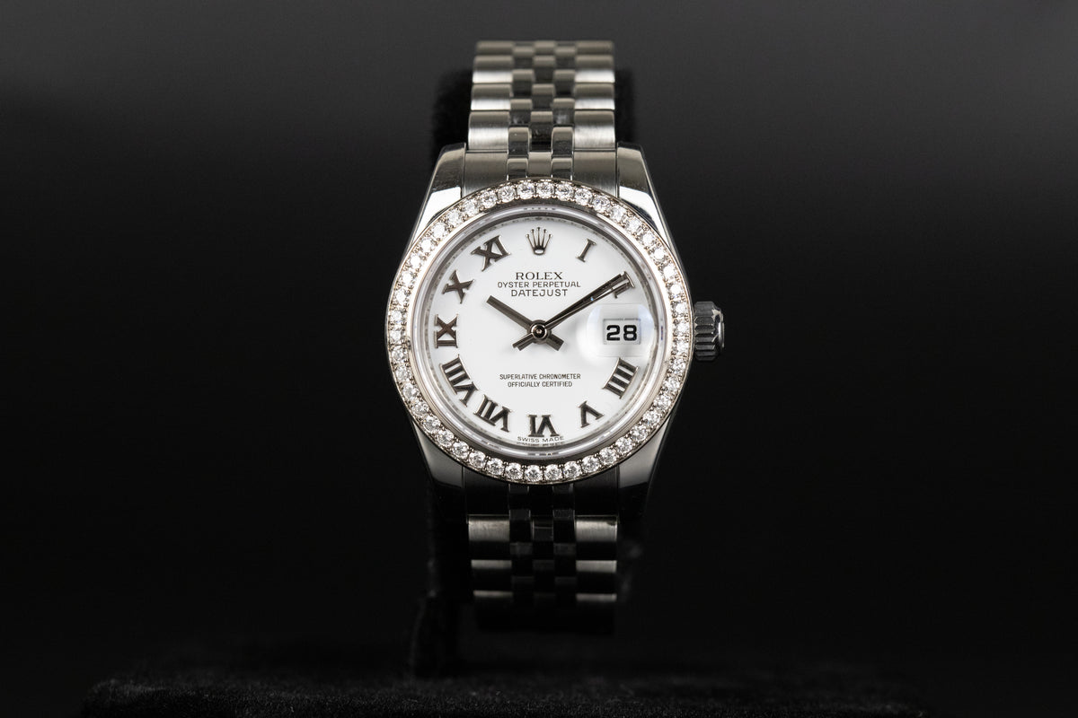 Rolex<br>179384 Datejust 26 White Roman Numeral Dial Diamond Bezel