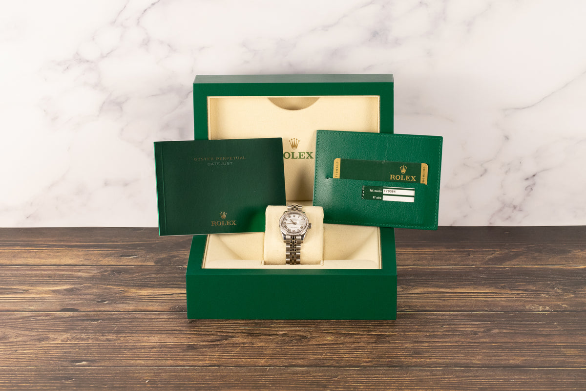 Rolex<br>179384 Datejust 26 White Roman Numeral Dial Diamond Bezel