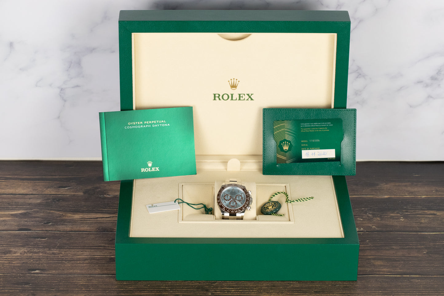 Rolex 116506 Daytona Platinum Ceramic Ice Blue Hindi Arabic Dial