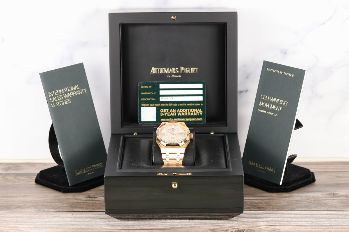 Audemars Piguet 15413OR Royal Oak Pave Dial Rainbow Bezel 1 of 10