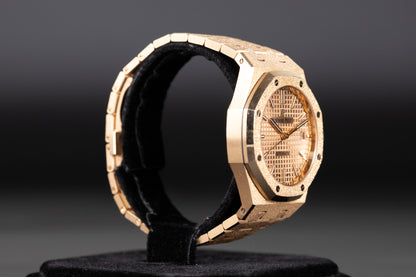 Audemars Piguet 15454OR Royal Oak 37mm Frosted Rose Gold Pink Dial