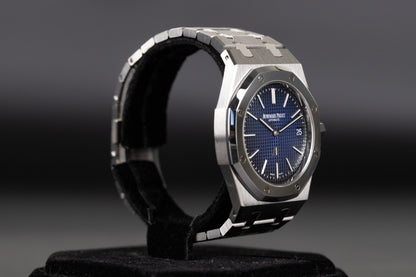 Audemars Piguet 15202IP Royal Oak Jumbo Platinum Titanium Smoked Blue Dial Limited to 250