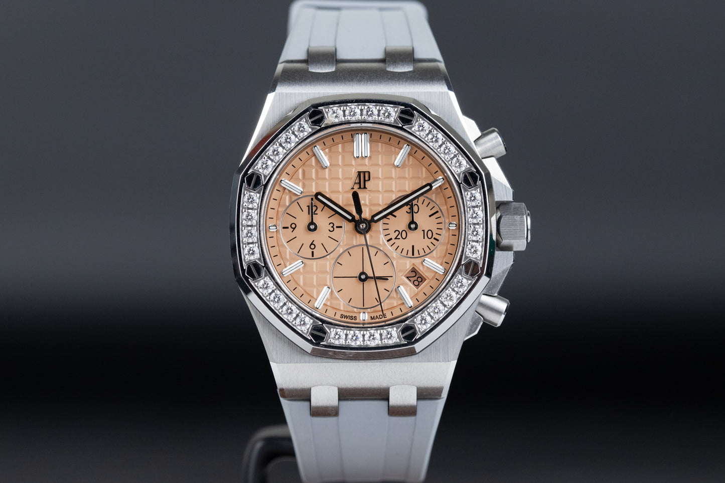 Audemars Piguet 26231ST Ladies Royal Oak Offshore 37mm Salmon Dial Diamond Bezel