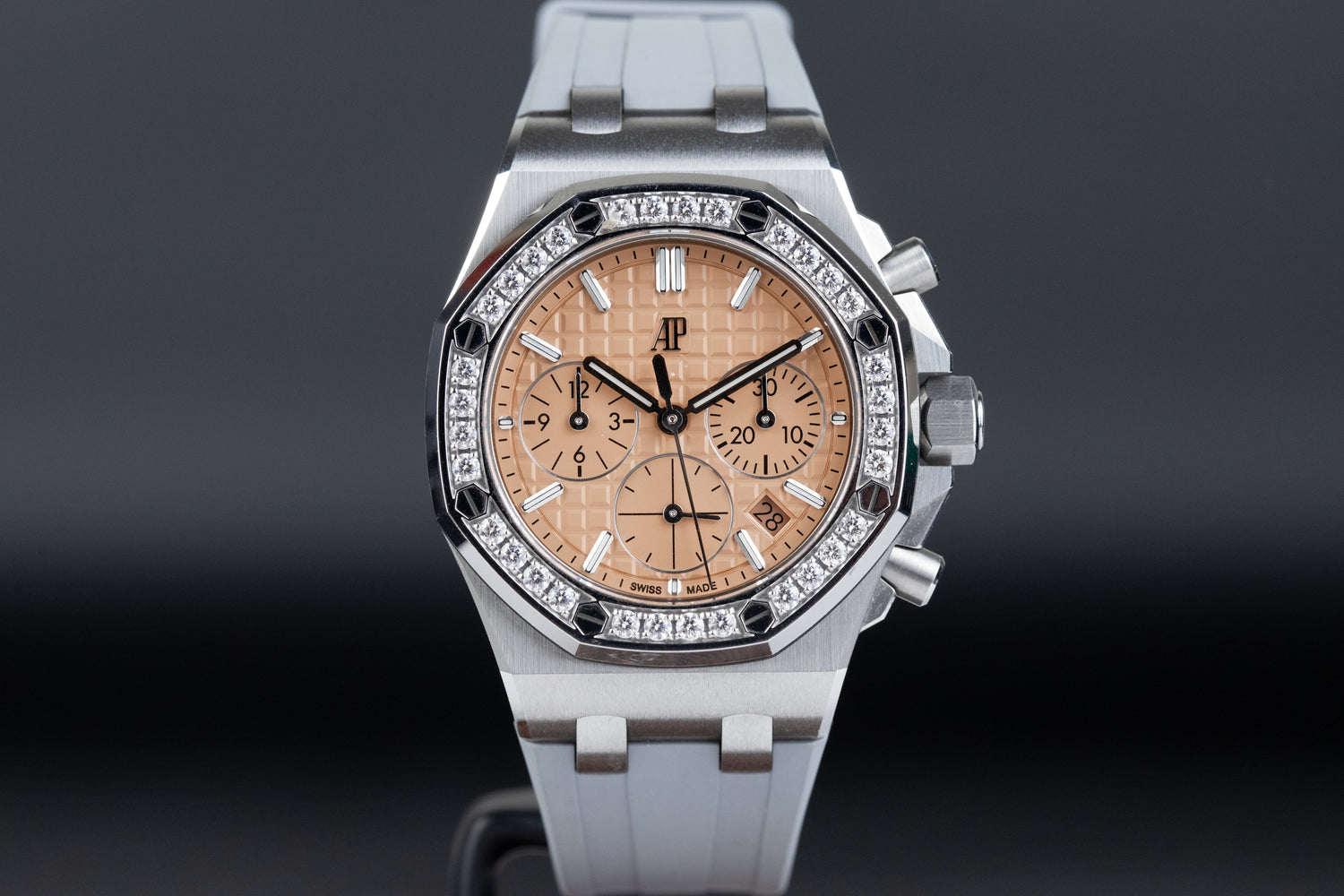 Audemars Piguet 26231ST Ladies Royal Oak Offshore 37mm Salmon Dial Diamond Bezel