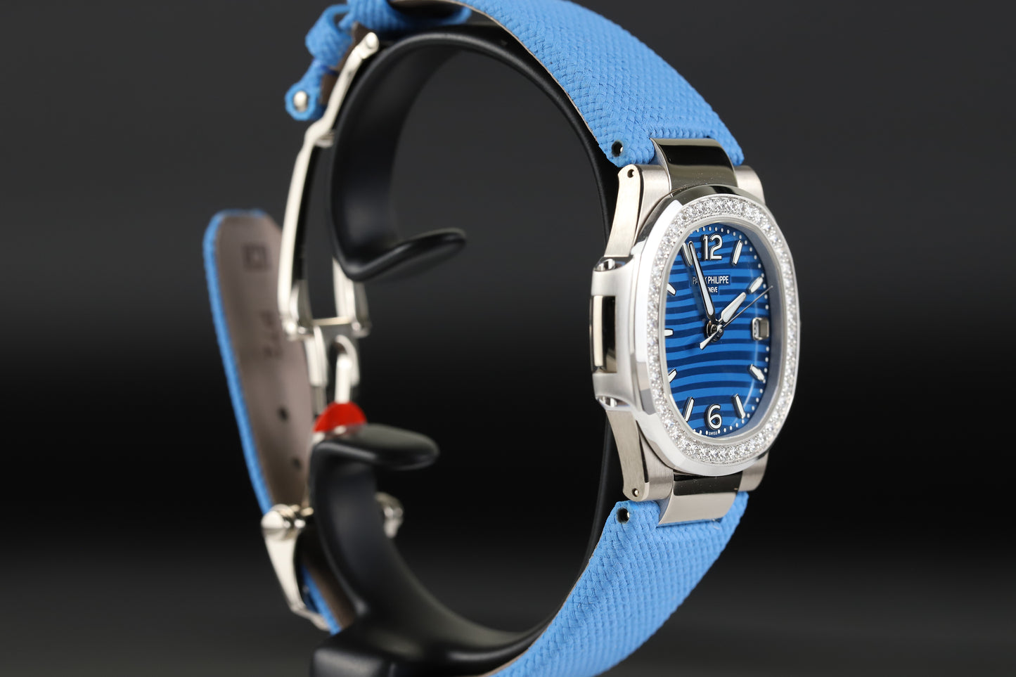 Patek Philippe 7010G Nautilus White Gold Blue Dial Diamond Bezel