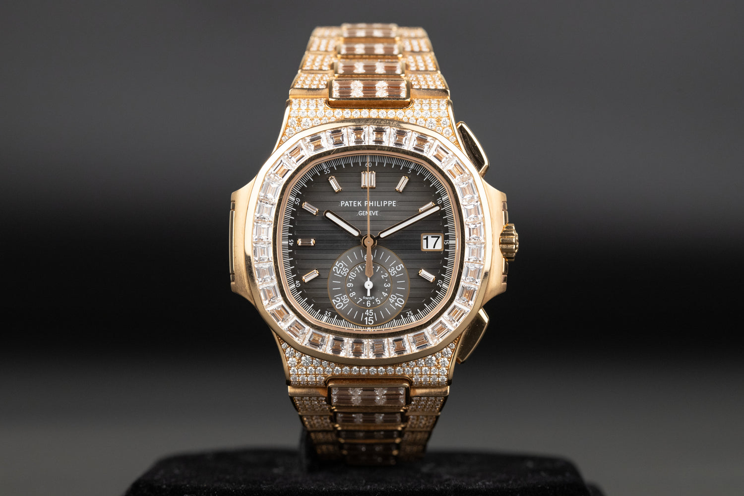 Patek Philippe 5980/1400R Nautilus Chronograph Factory Diamond Black Dial