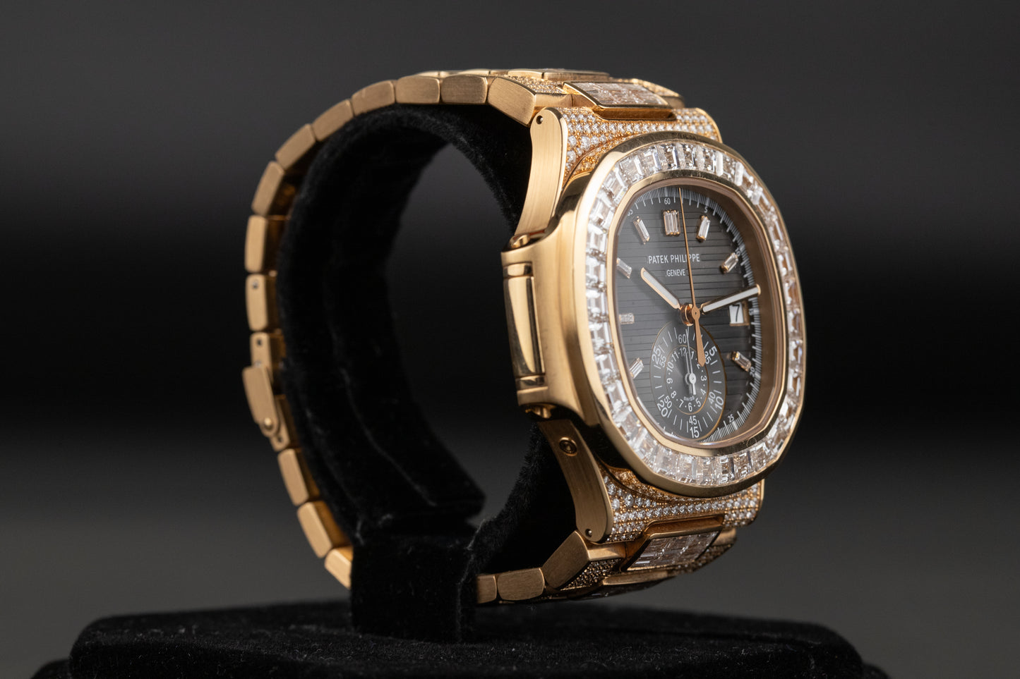 Patek Philippe 5980/1400R Nautilus Chronograph Factory Diamond Black Dial