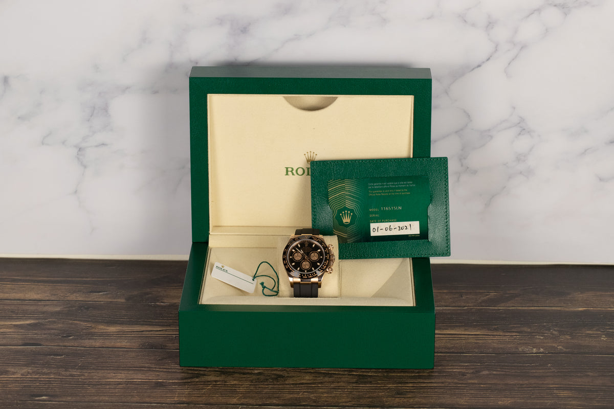 Rolex<br>116515LN Daytona Rose Gold Oysterflex Black Dial