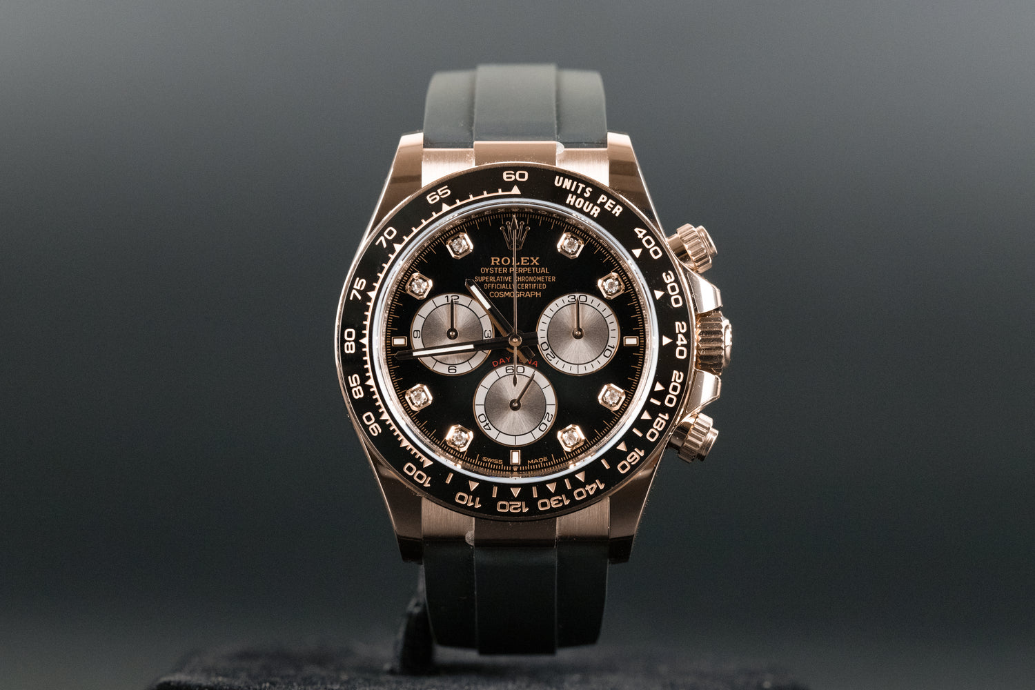 Rolex 126515 Daytona Oysterflex Rose Gold Black Diamond Dial