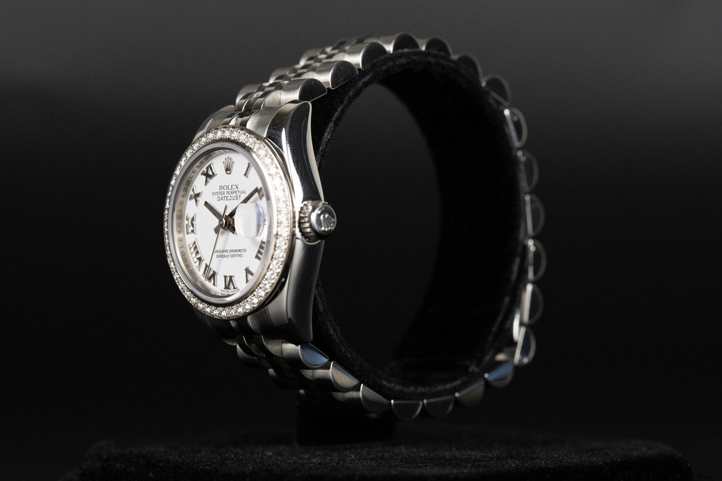 Rolex 179384 Datejust 26 White Roman Numeral Dial Diamond Bezel