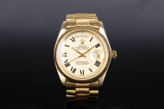 Rolex 1807 DayDate 36 Bark Champagne Tiffany Dial