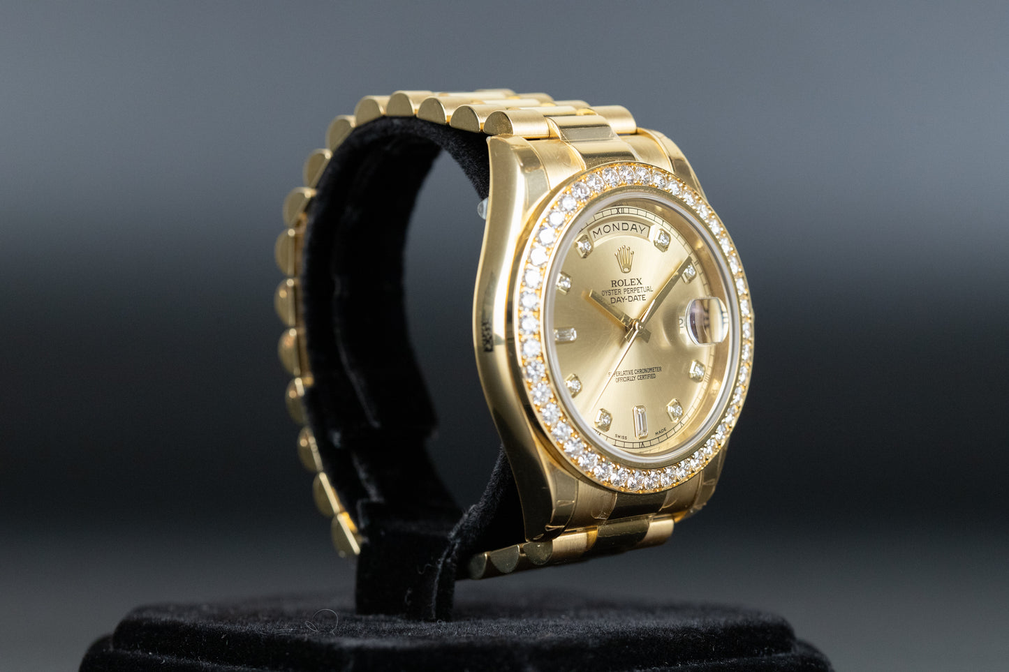 Rolex 218348 DayDate II Diamond Dial Diamond Bezel (New Old Stock)