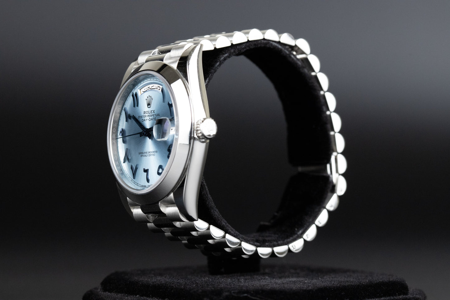 Rolex 228206 DayDate 40 Ice Blue Hindi Arabic Dial
