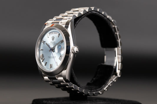 Rolex 228206 DayDate 40 Ice Blue Roman Numeral Dial