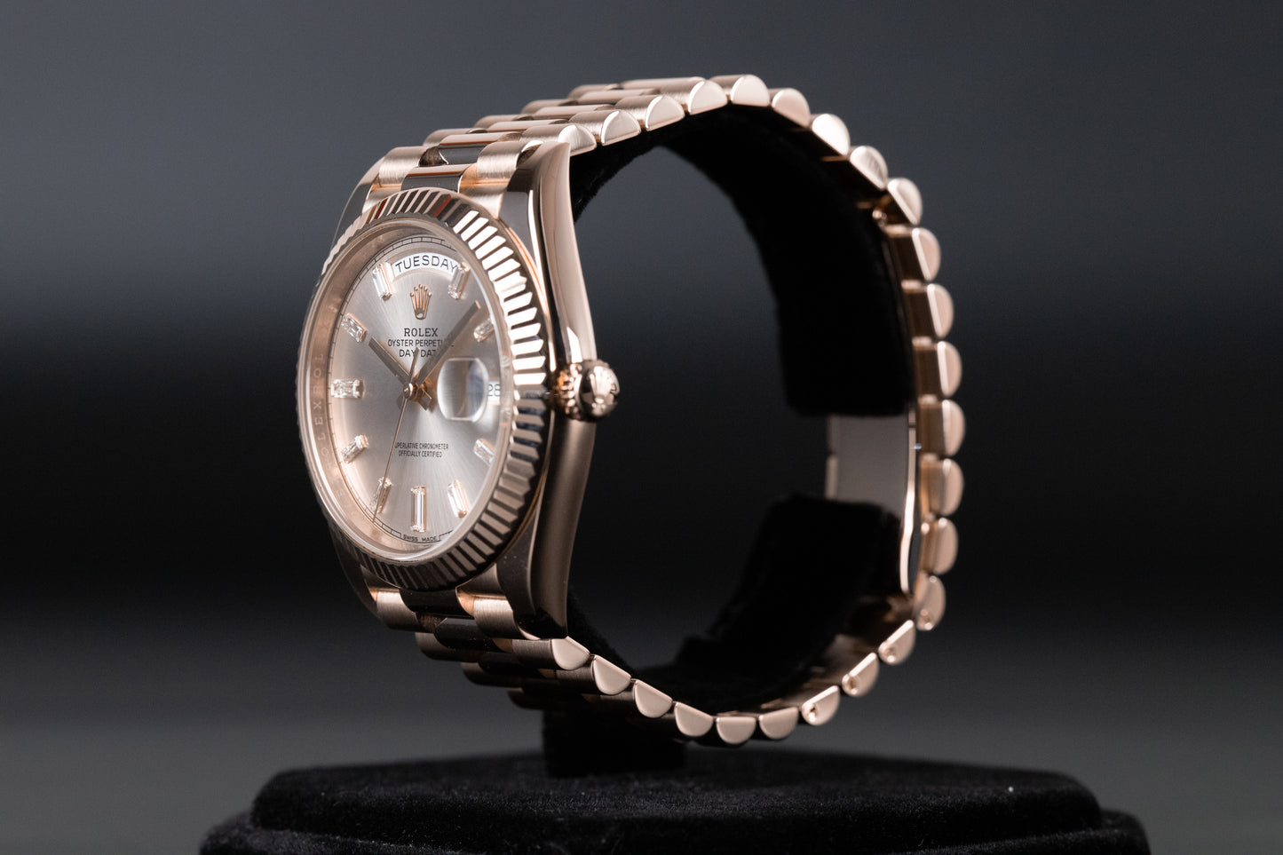 Rolex 228235 DayDate 40 Sundust Baguette Diamond Dial