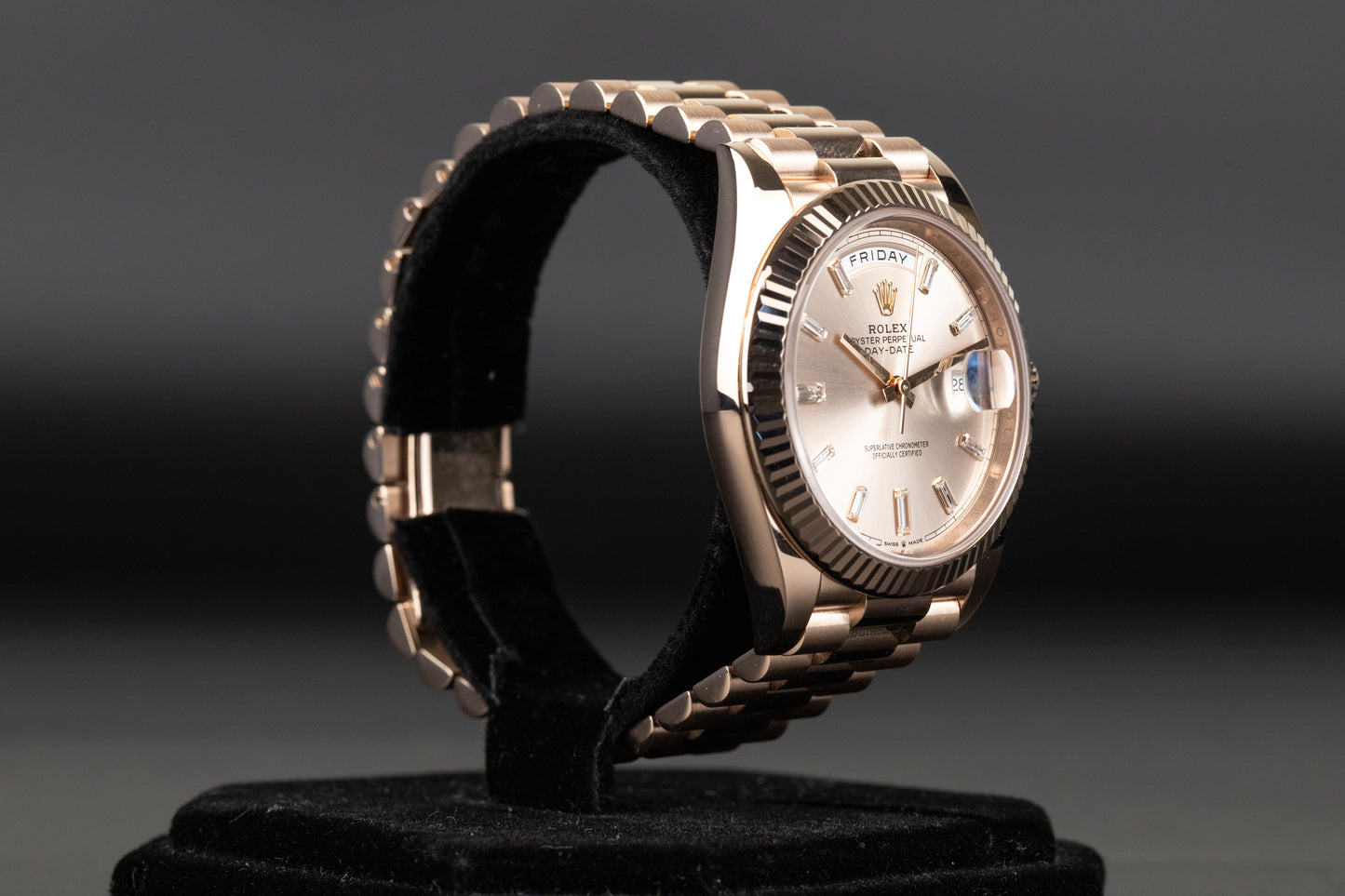 Rolex 228235 DayDate 40 Sundust Baguette Diamond Dial