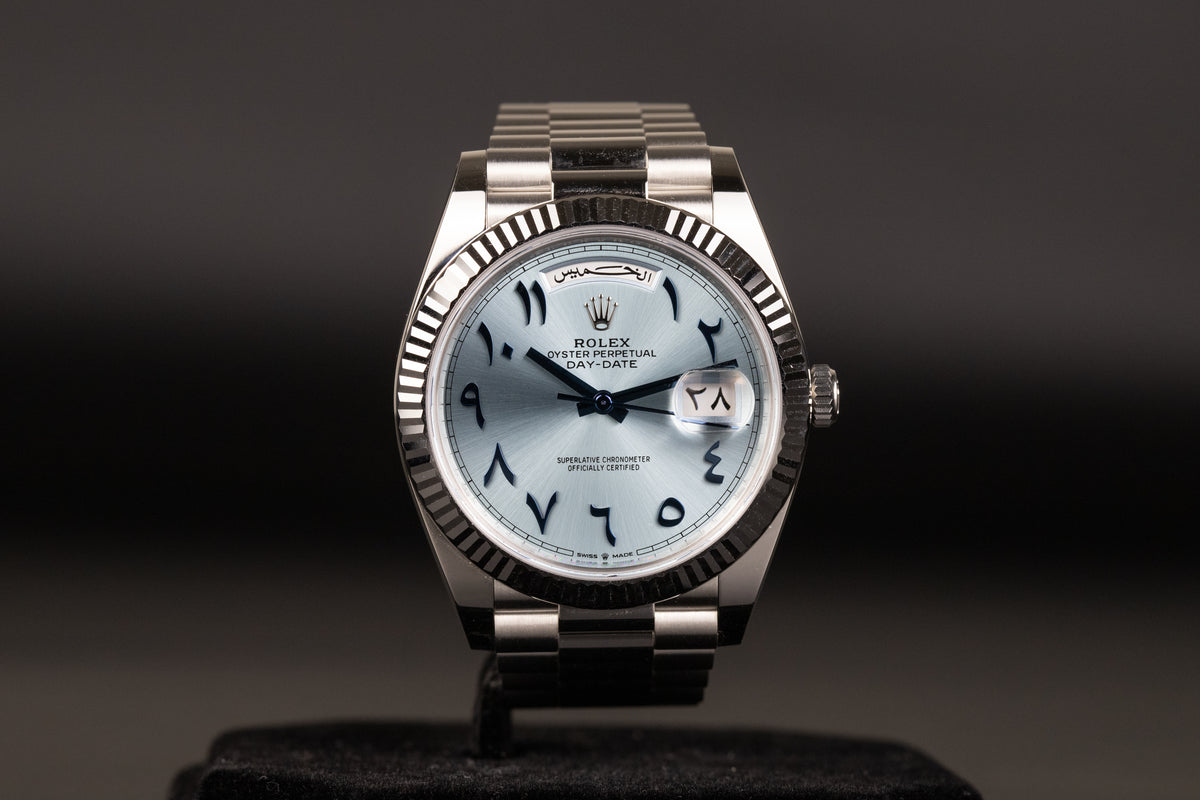 Rolex<br>228236 DayDate 40 Ice Blue Hindi Arabic Dial