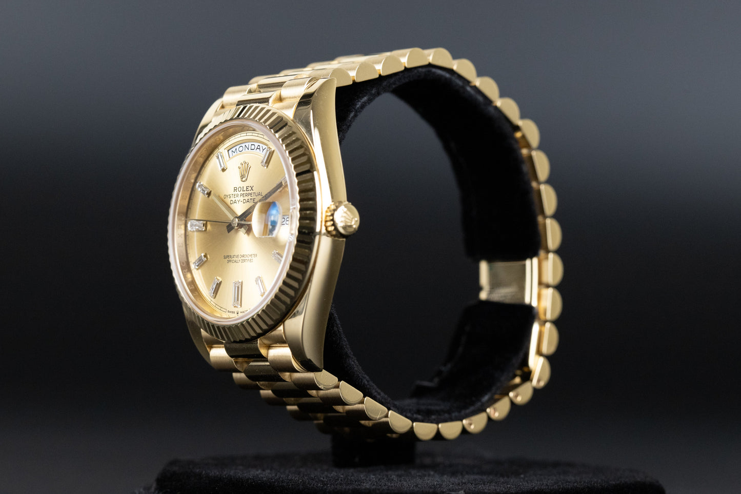 Rolex 228238 DayDate 40 Champagne Baguette Diamond Dial