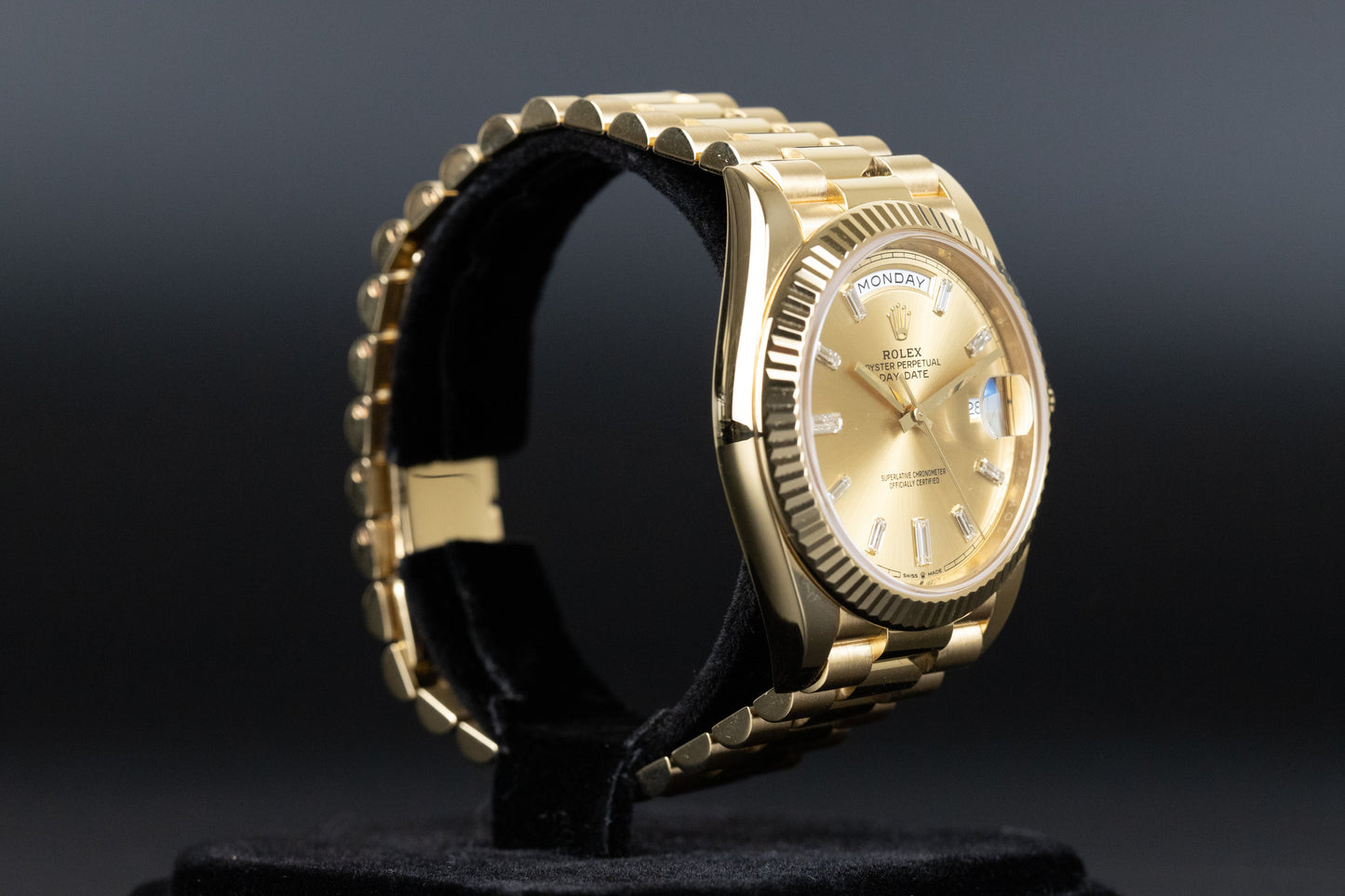 Rolex 228238 DayDate 40 Champagne Baguette Diamond Dial