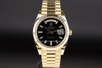Rolex 228238 DayDate 40 Baguette Diamond Black Onyx Dial