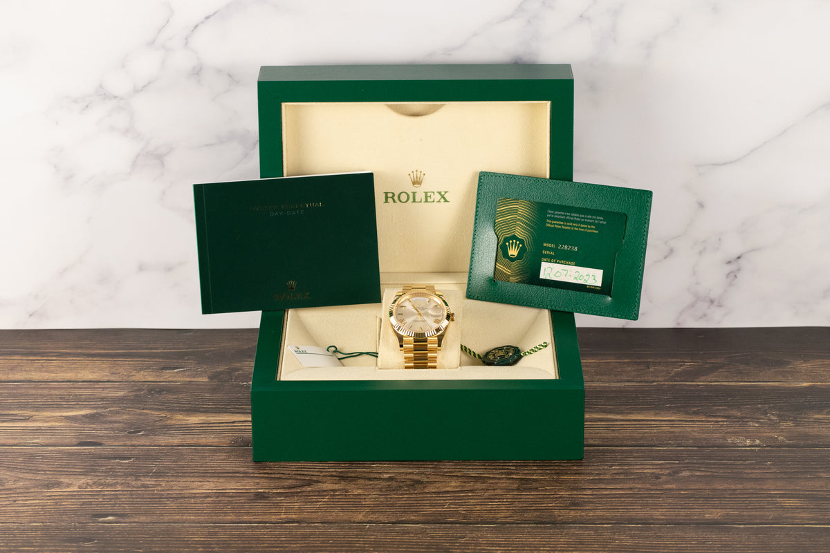 Rolex<br>228238 DayDate 40 Silver Roman Numeral Dial