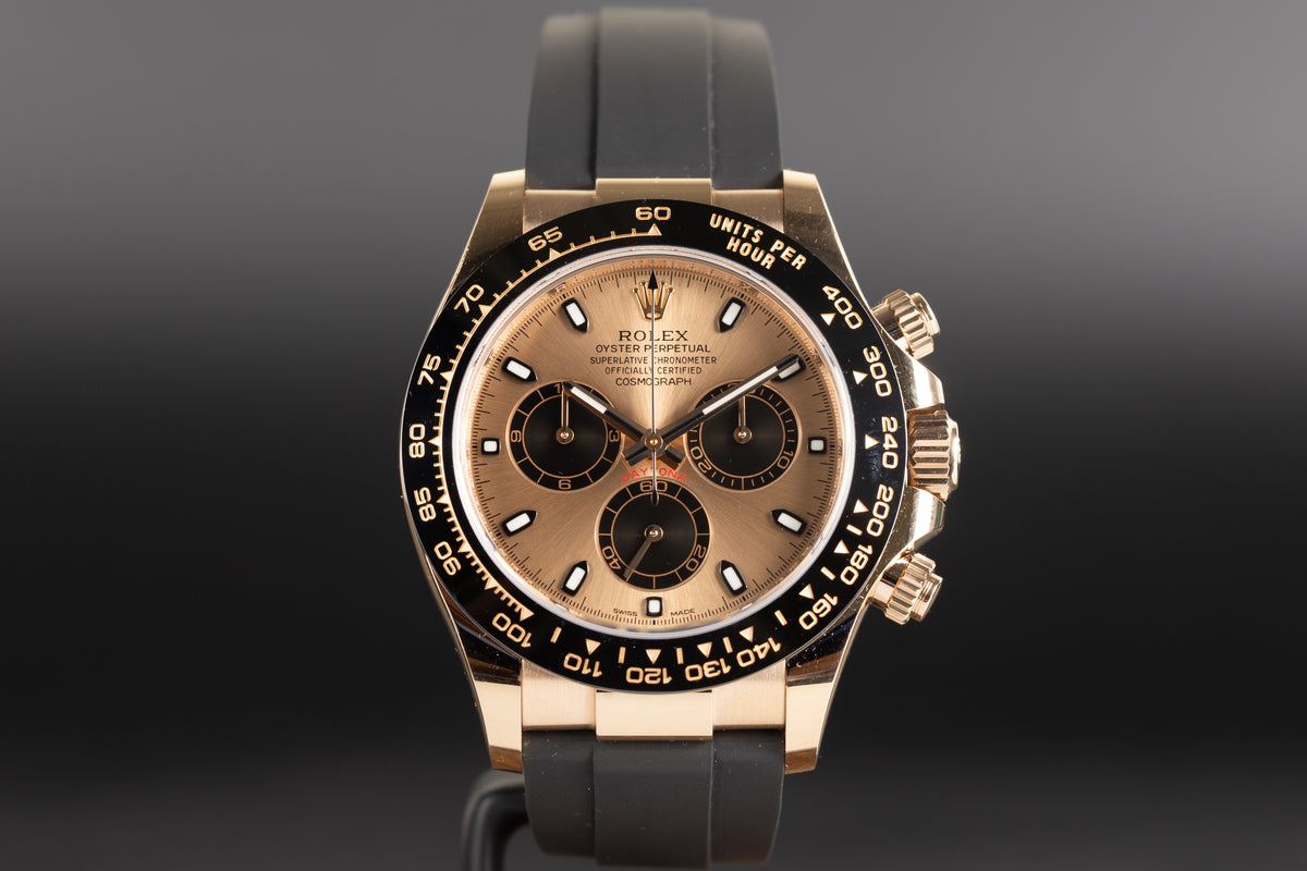 Rolex<br>116515LN Daytona Rose Gold Oysterflex Rose Sundust Dial