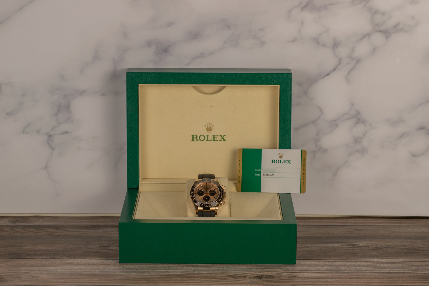 Rolex 116515LN Daytona Rose Gold Oysterflex Rose Sundust Dial