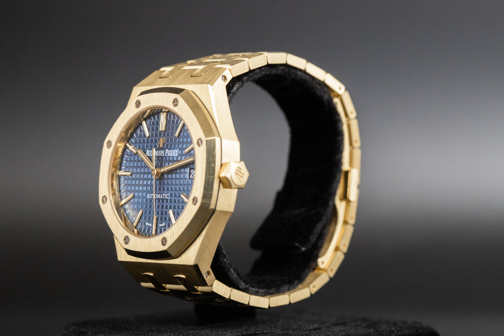 Audemars Piguet<br>15450BA Royal Oak 37mm Yellow Gold Blue Dial