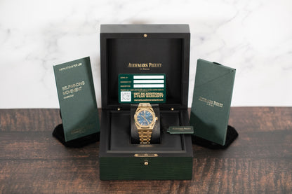 Audemars Piguet<br>15450BA Royal Oak 37mm Yellow Gold Blue Dial