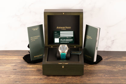 Audemars Piguet 15551ST Royal Oak "50th Anniversary" Ice Blue Dial Diamond Bezel