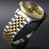 Rolex<br>16233 Datejust 36 SS/18k Champagne Diamond Dial