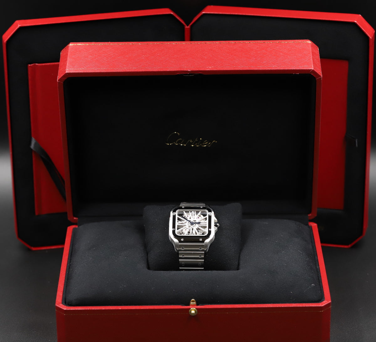 Cartier<br>WHSA0015 Santos De Cartier Skeleton Dial