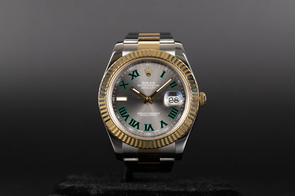 Rolex 116333 Datejust II SS/18k Slate Green 'Wimbledon' Dial