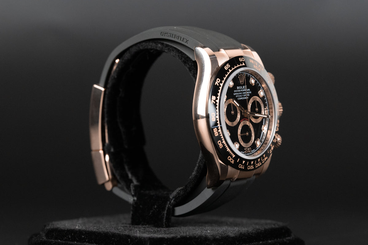 Rolex<br>116515 Daytona Oysterflex Rose Gold Black Diamond Dial