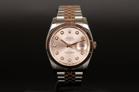 Rolex 116231 Datejust 36 SS/RG Sundust Diamond Dial