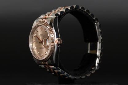 Rolex 116231 Datejust 36 SS/RG Sundust Diamond Dial