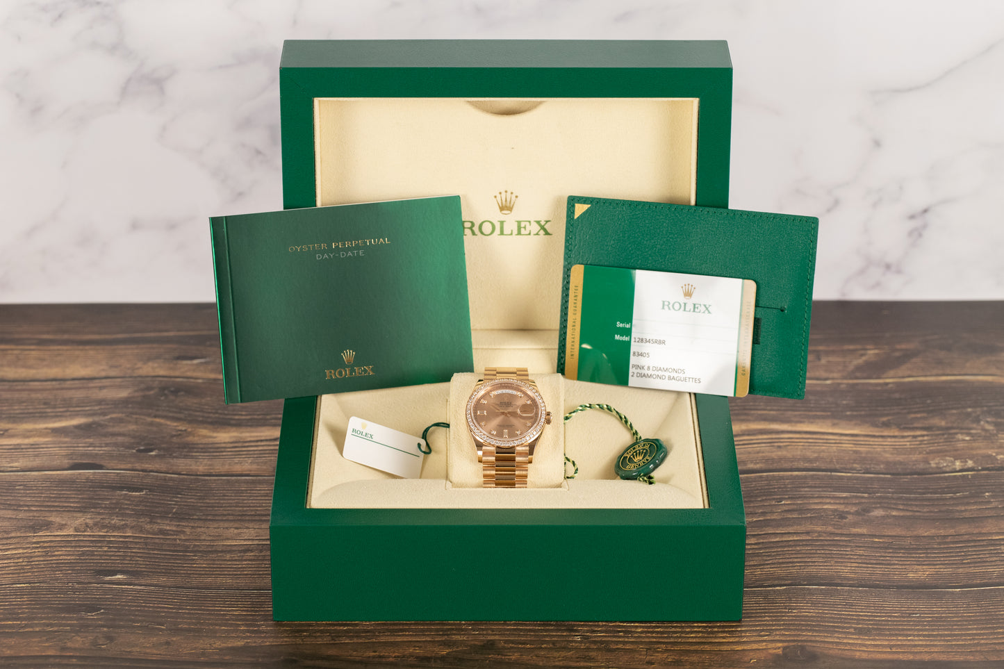 Rolex 128345RBR Day-Date 36 Diamond Bezel Diamond Dial