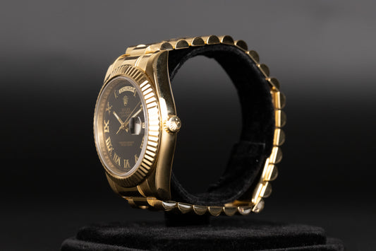 Rolex 218238 DayDate II Black Roman Numeral Dial