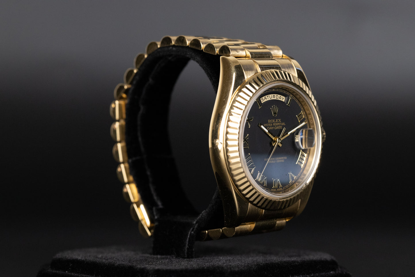 Rolex 218238 DayDate II Black Roman Numeral Dial