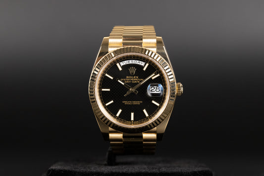 Rolex 228238 DayDate 40 Black Diagonal Motif Dial