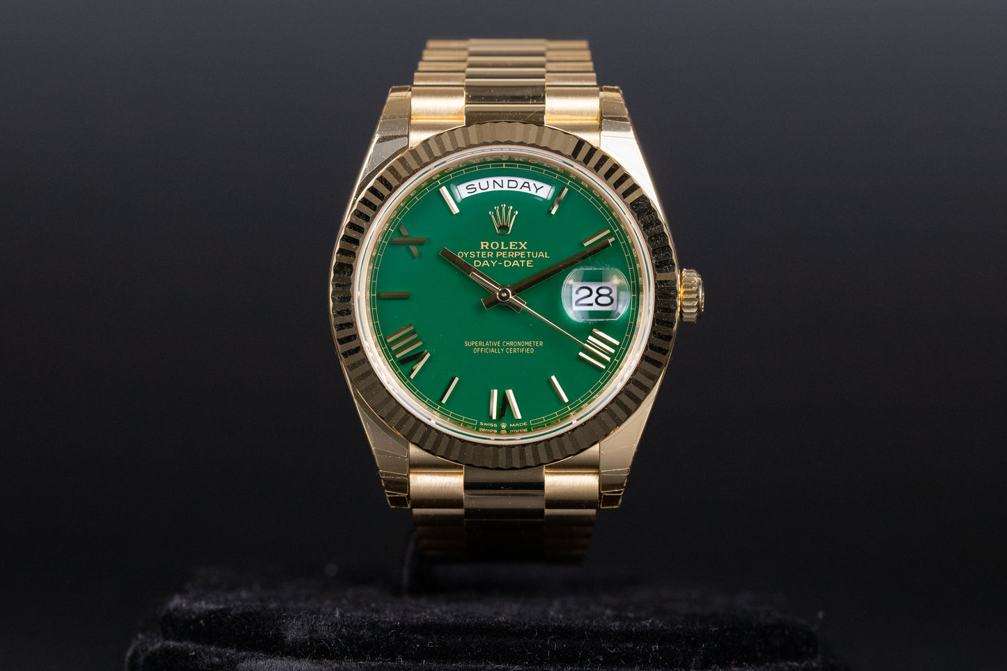 Rolex 228238 DayDate 40 Green Roman Numeral Dial