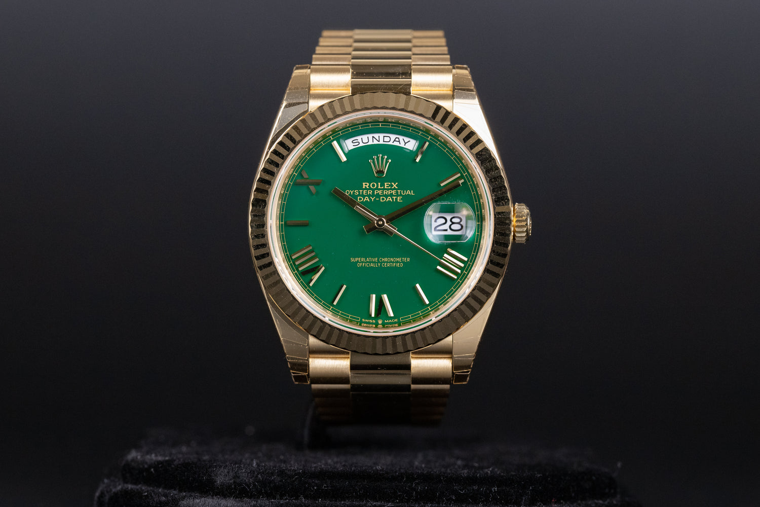 Rolex 228238 DayDate 40 Green Roman Numeral Dial