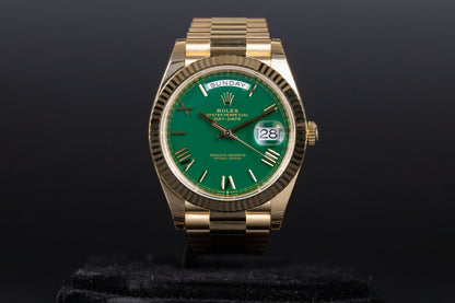 Rolex 228238 DayDate 40 Green Roman Numeral Dial