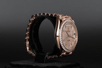 Rolex 228345RBR DayDate 40 Rose Gold Pave Diamond Dial Diamond Bezel