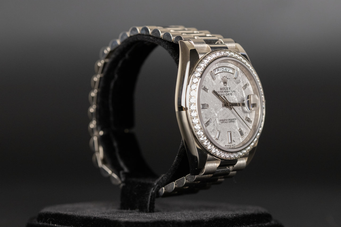 Rolex 228349RBR DayDate 40 White Gold Diamond Bezel Meteorite Diamond Dial